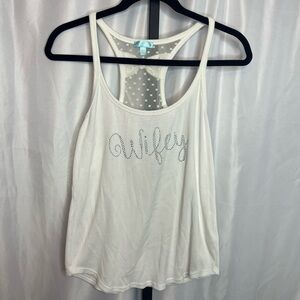 Betsey Johnson Wedding Collection Wifey Racer Back Tank Top, size Large
